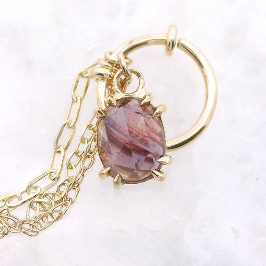 Chain Ring - Pink Umba Sapphire Yellow Gold