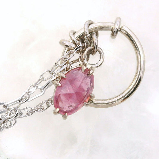 Chain Ring - Oval Pink Winza Ruby Sapphire White Gold