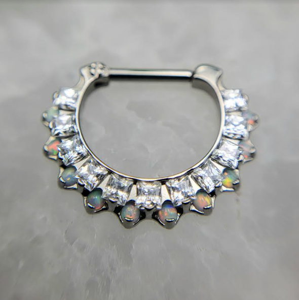 Odyssey - Two Rows - Square Princess Faceted Gems & Round Opals