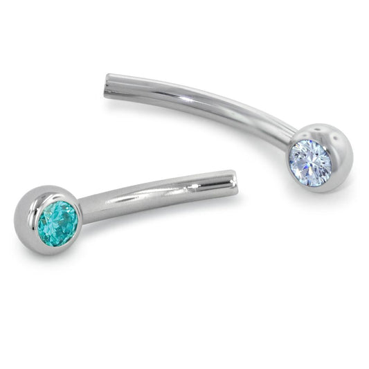 Curved Barbell With Fixed 2.5mm Gem End - POST ONLY - Threadless